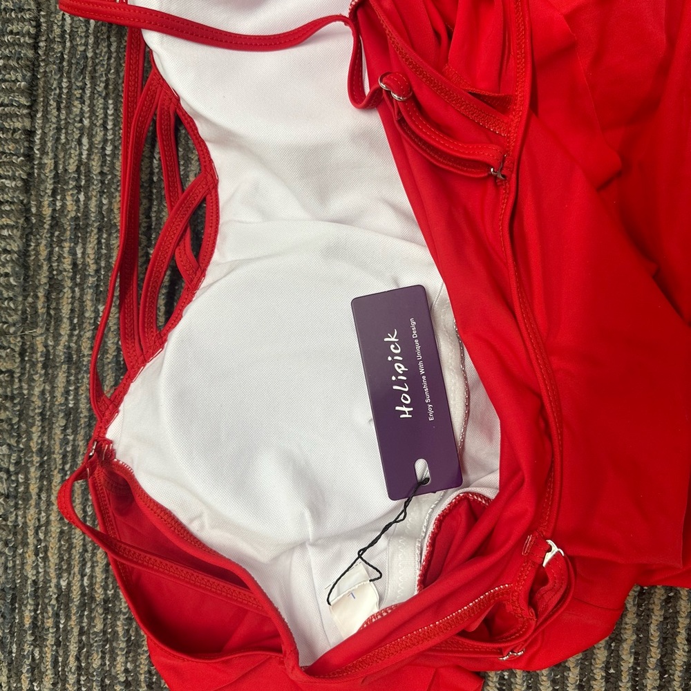 NWT Holipick Swimsuit Ruffle One piece Off Shoulder Sz M - Picture 6 of 6